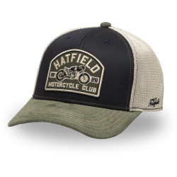 Casquette trucker avec filet bi-matière semi curved avec patch Moto