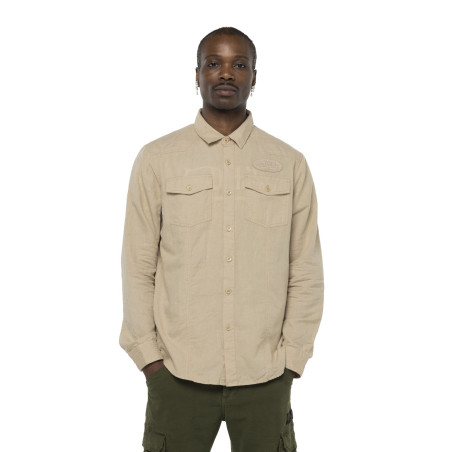 Chemise homme en coton et lin broderie au dos Lino