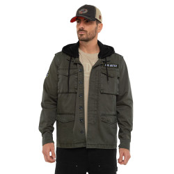 Veste militaire homme avec capuche détachable et print dos Salt