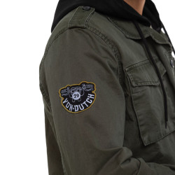 Veste militaire homme avec capuche détachable et print dos Salt