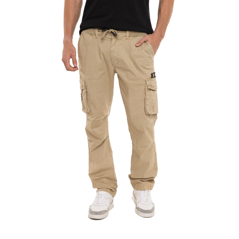 Pantalon droit homme type cargo en canvas avec patchs Fight