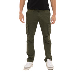 Pantalon droit homme type cargo en canvas avec patchs Fight