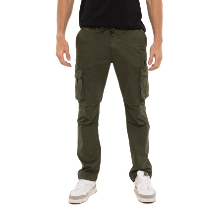 Pantalon droit homme type cargo en canvas avec patchs Fight