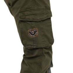 Pantalon droit homme type cargo en canvas avec patchs Fight