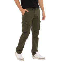 Pantalon droit homme type cargo en canvas avec patchs Fight
