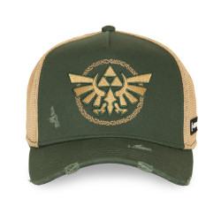 Casquette trucker premium effet usé avec filet et patch Zelda Link