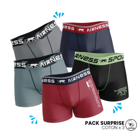 AIRNESS Lot de 3 Boxers homme en coton Best Of Surprise