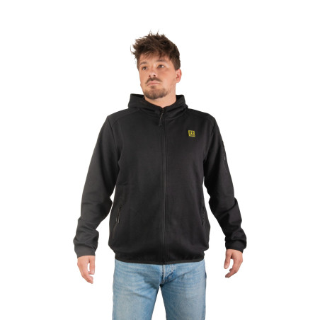 Sweat sport zippé à capuche homme en interlock et patch rubber Clyde