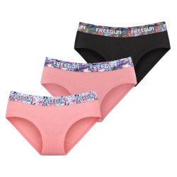 Lot de 3 culottes fille en coton uni et ceinture imprimée