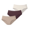 Lot de 3 culottes femme en coton uni et ceinture en dentelle Uni
