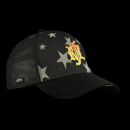 Casquette trucker imprimée filet logo brodé visière imprimée Star