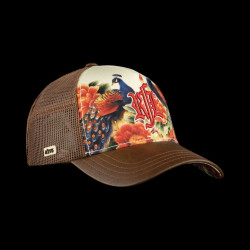 Casquette trucker imprimée filet logo brodé visière simili Kado
