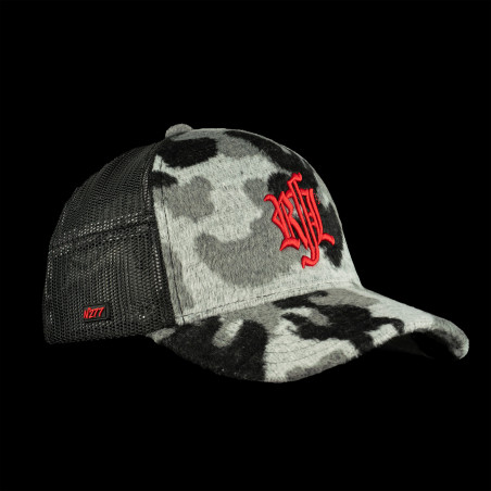 Casquette trucker imitation fourrure avec filet logo brodé Mountain