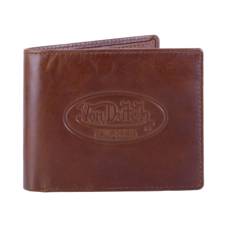 Portefeuille en cuir véritable Bute 2 volets  9x11 cm