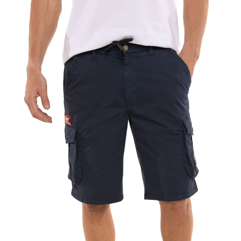 Bermuda cargo homme ceinture élastiquée et poches avec patchs Piston