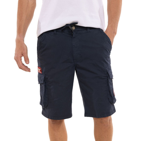 Bermuda cargo homme ceinture élastiquée et poches avec patchs Piston