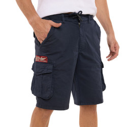 Bermuda cargo homme ceinture élastiquée et poches avec patchs Piston