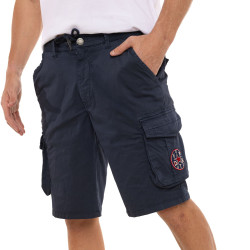 Bermuda cargo homme ceinture élastiquée et poches avec patchs Piston