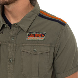 Chemise homme manches courtes en popeline avec patch et print Box