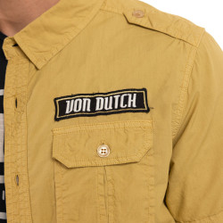 Chemise homme manches courtes en popeline patch et print dos Derek