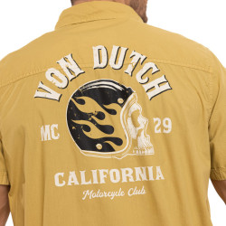 Chemise homme manches courtes en popeline patch et print dos Derek