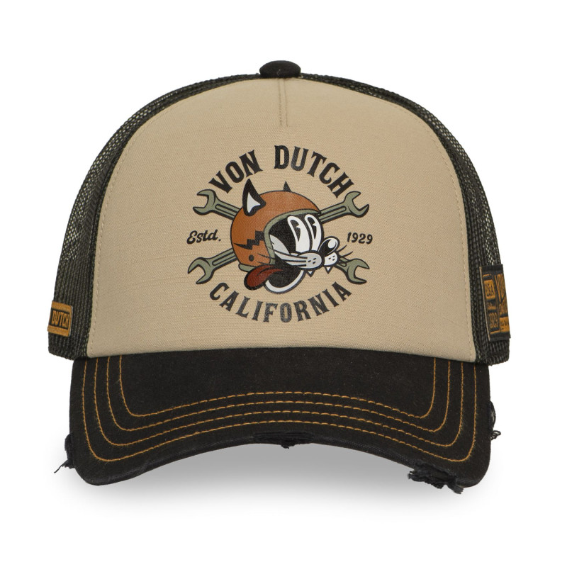 Casquette trucker filet effet usé avec print Crew Catlifornia