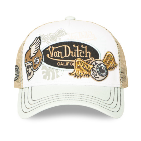 Casquette trucker avec filet et devant imprimé avec écussons Patches