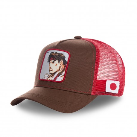 Casquette Capslab Street Fighter Ryu Marron filet Rouge