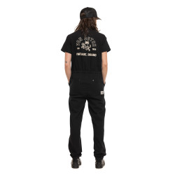 Combinaison femme en coton Twill broderie devant et dos Tigre-Palmier