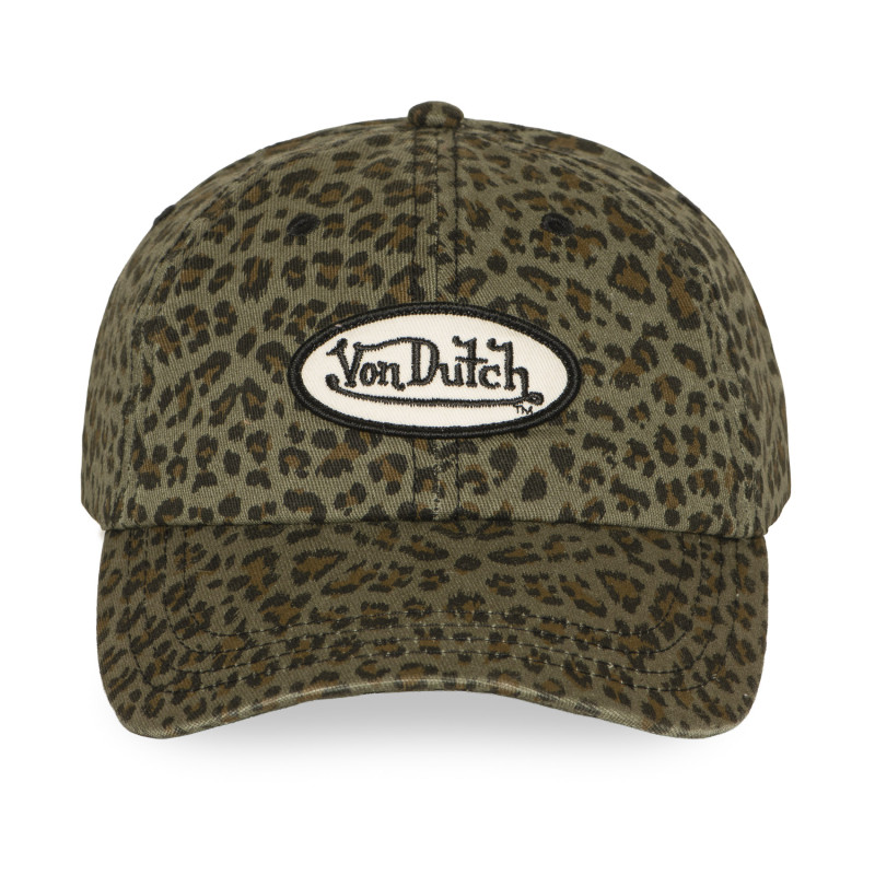 Casquette dad cap all over print léopard et écusson AOP