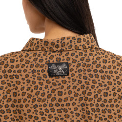 Chemise femme manches courtes fluide allover avec broderie Bestial