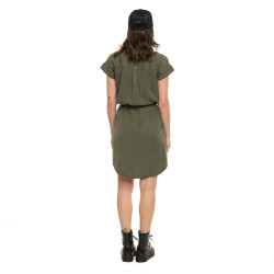 Robe courte fluide en tencel avec print et patchs Chevron