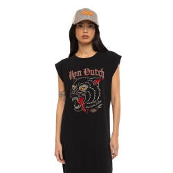 Robe longue col rond sans manches avec print devant South