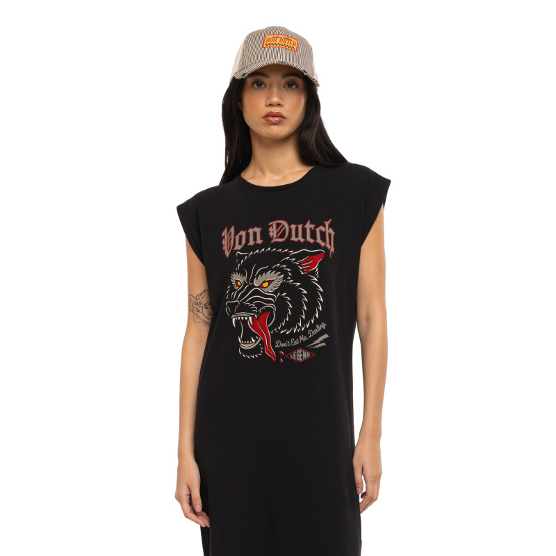 Robe longue col rond sans manches avec print devant South