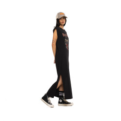 Robe longue col rond sans manches avec print devant South