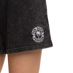 Short femme uni acid wash lien de serrage et patch côté Palm Paradise