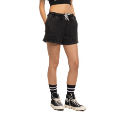 Short femme uni acid wash lien de serrage et patch côté Palm Paradise