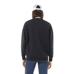 Sweat femme uni avec cold rond et patch