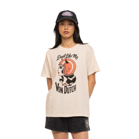 T-shirt femme col rond regular avec print devant et dos Devil