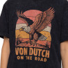 T-shirt femme col rond regular acid wash print devant et dos Eagle