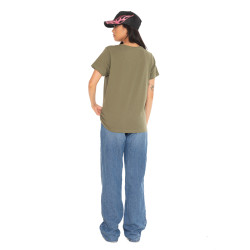 T-shirt femme col rond avec imprimé logo devant Retro