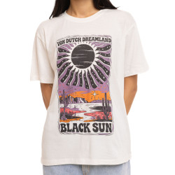 T-shirt femme fluide col rond print devant et dos Sun