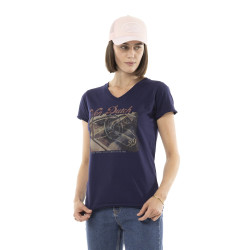 Tee shirt femme avec col rond et print Vintage
