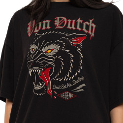 T-shirt femme relax fit col rond print devant Wolf
