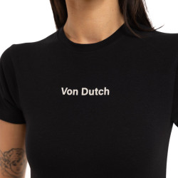 T-shirt femme moulant col rond print devant Flash