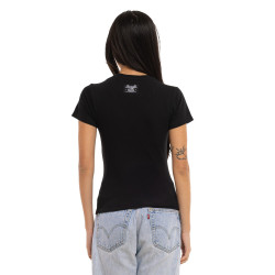 T-shirt femme moulant col rond print devant Flash