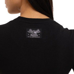 T-shirt femme moulant col rond print devant Flash