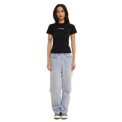 T-shirt femme moulant col rond print devant Flash