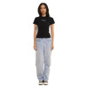 T-shirt femme moulant col rond print devant Flash