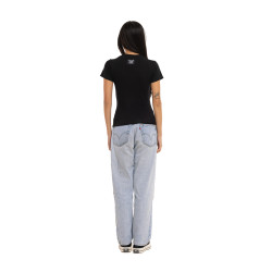 T-shirt femme moulant col rond print devant Flash